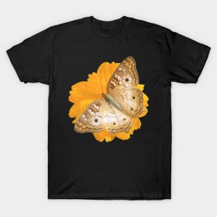 Marigolds Yellow Flower Brown Butterfly T-Shirt